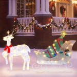 Outdoor Light Up Sleigh And Reindeer