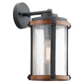 Kichler Barrington 13 In H Distressed Black And Wood Outdoor Wall Light